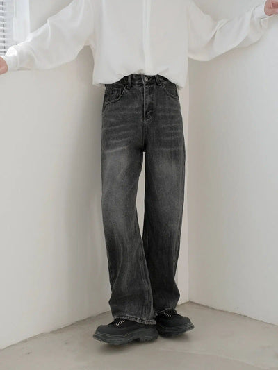 Zhou Bootcut Straight Leg Washed Jeans-korean-fashion-Jeans-Zhou's Closet-OH Garments