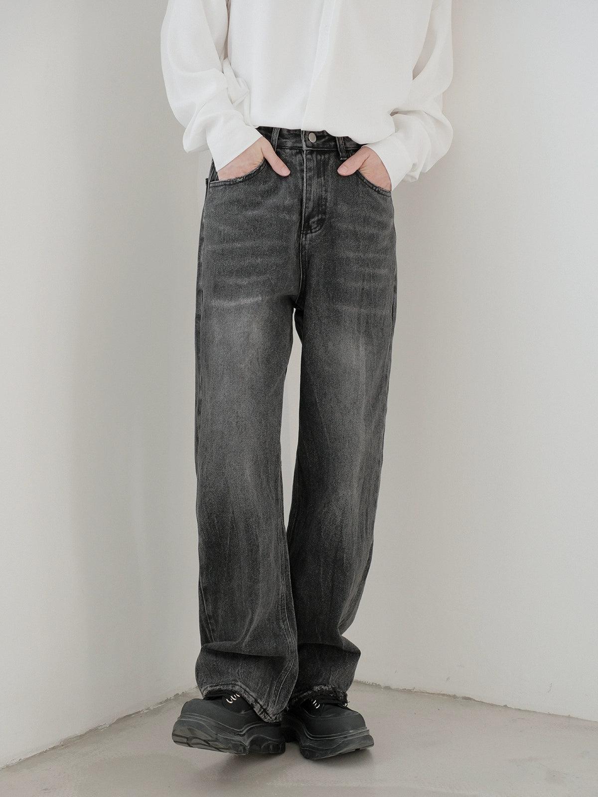 Zhou Bootcut Straight Leg Washed Jeans-korean-fashion-Jeans-Zhou's Closet-OH Garments