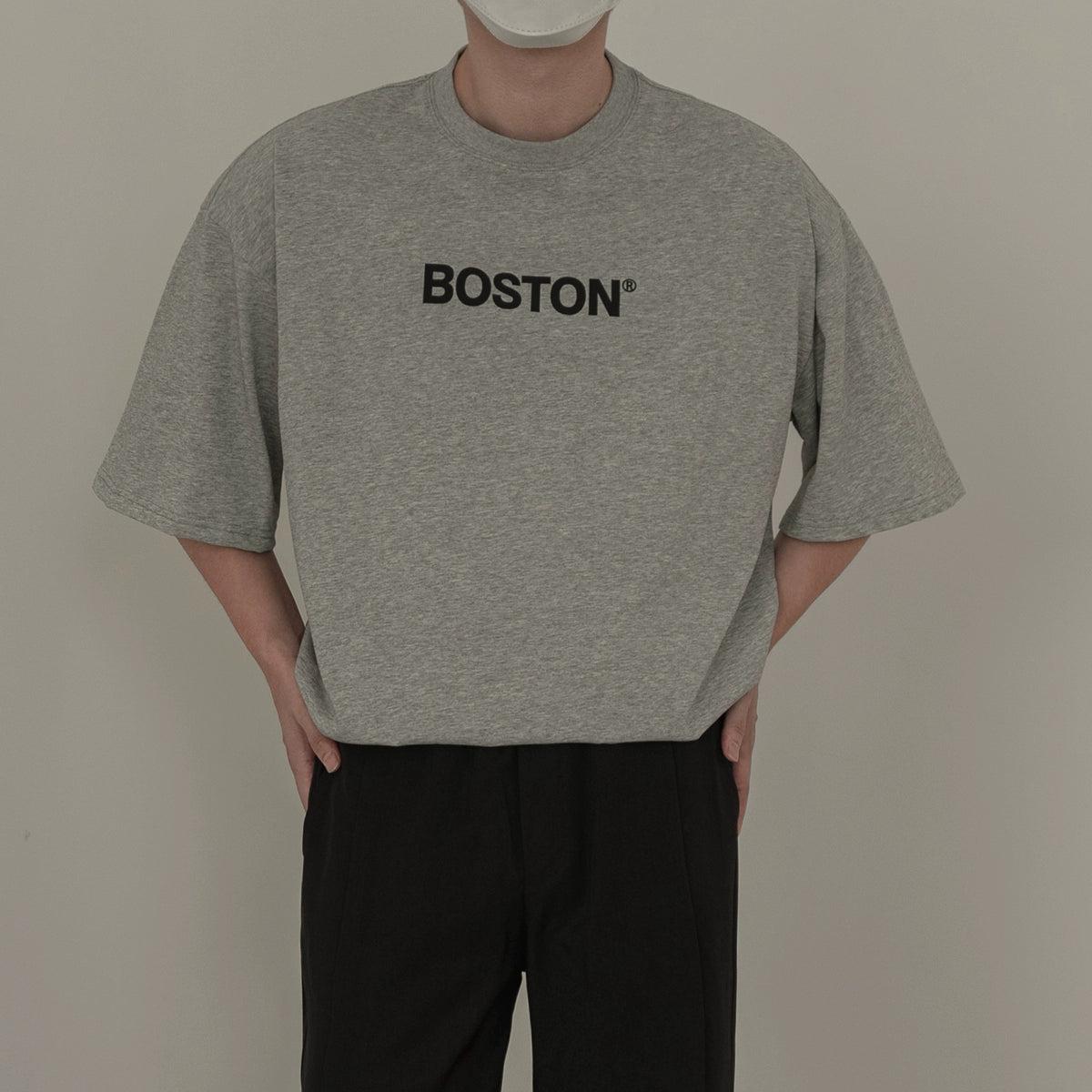 Zhou Boston Text T-Shirt-korean-fashion-T-Shirt-Zhou's Closet-OH Garments