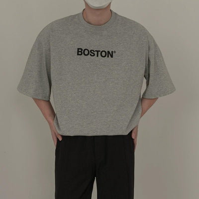 Zhou Boston Text T-Shirt-korean-fashion-T-Shirt-Zhou's Closet-OH Garments