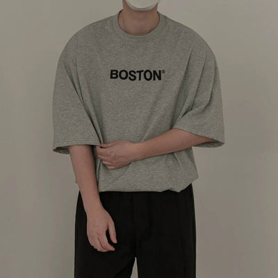 Zhou Boston Text T-Shirt-korean-fashion-T-Shirt-Zhou's Closet-OH Garments