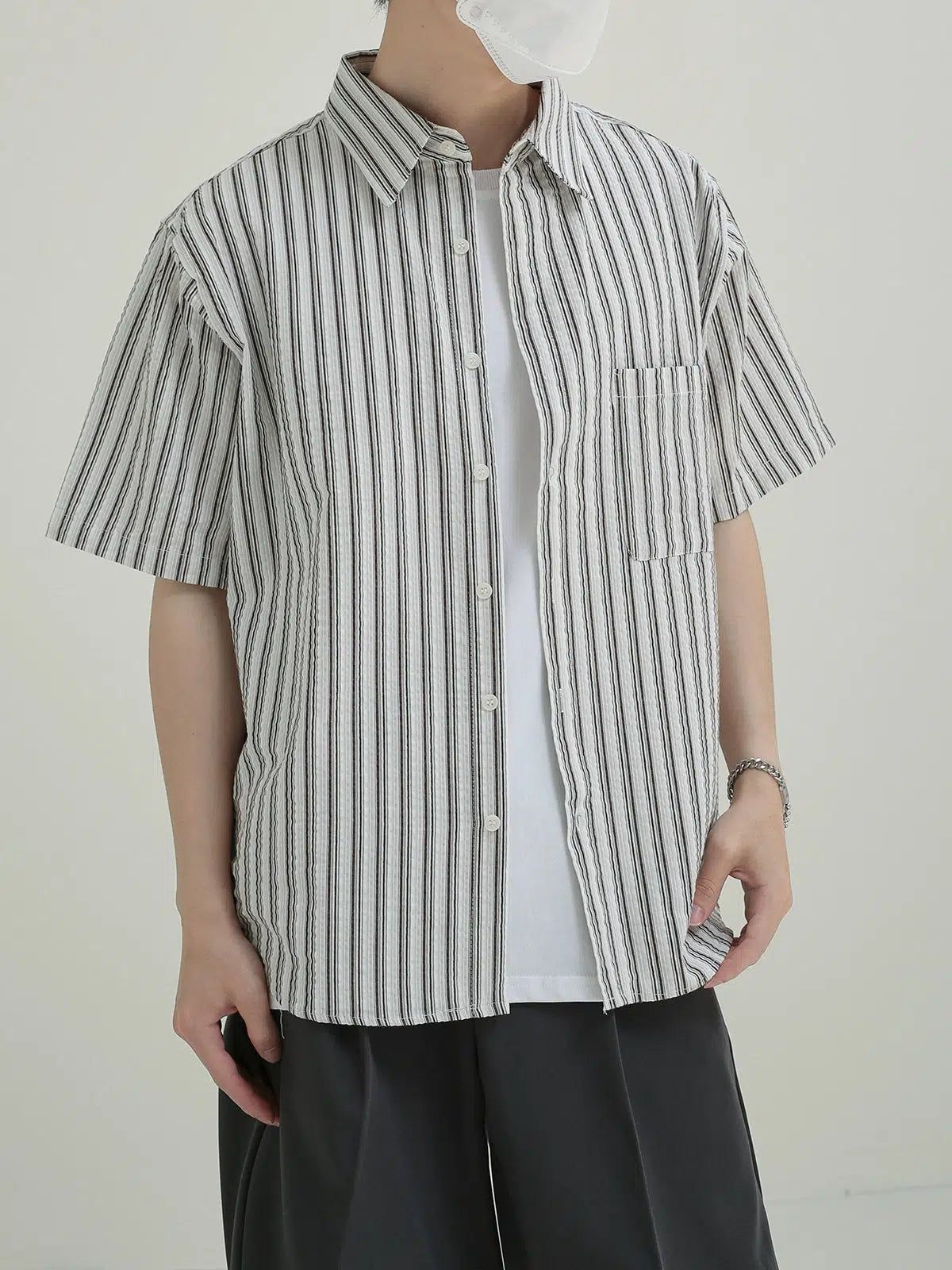 Zhou Boyish Stripes Shirt-korean-fashion-Shirt-Zhou's Closet-OH Garments