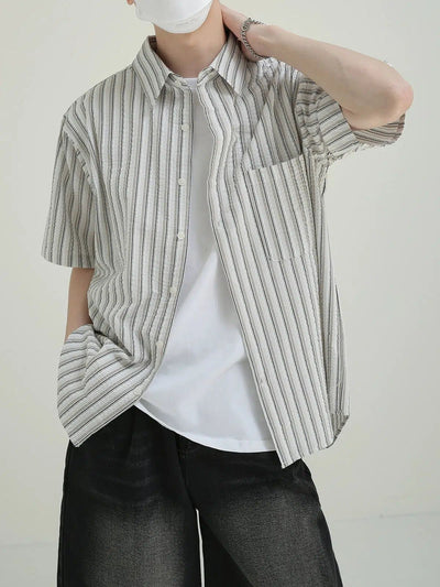 Zhou Boyish Stripes Shirt-korean-fashion-Shirt-Zhou's Closet-OH Garments