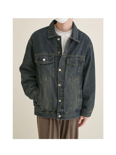Zhou Breast Pocket Denim Jacket-korean-fashion-Jacket-Zhou's Closet-OH Garments