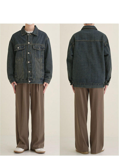 Zhou Breast Pocket Denim Jacket-korean-fashion-Jacket-Zhou's Closet-OH Garments