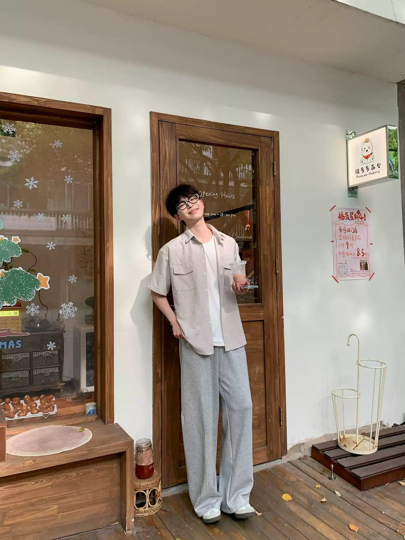 Zhou Breast Pocket Minimal Shirt-korean-fashion-Shirt-Zhou's Closet-OH Garments