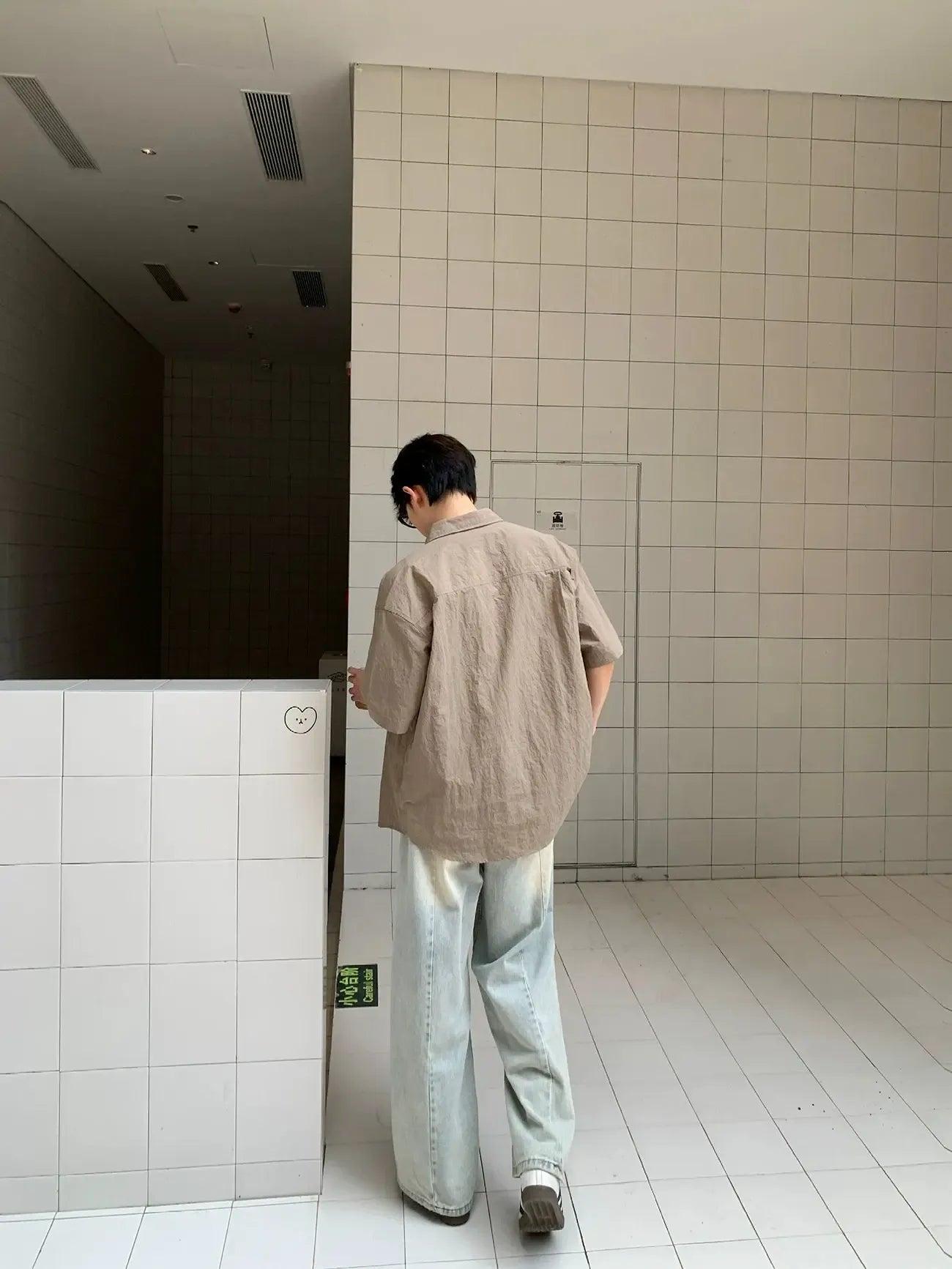 Zhou Breast Pocket Relax Fit Shirt-korean-fashion-Shirt-Zhou's Closet-OH Garments