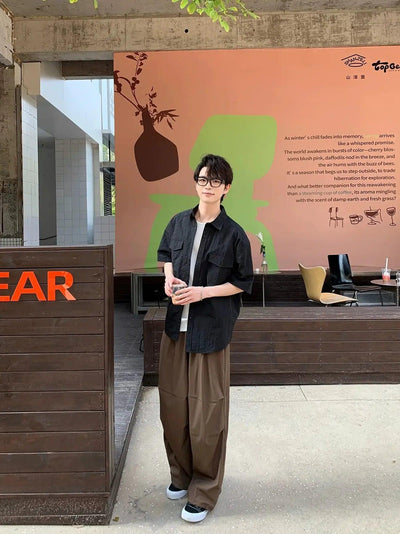 Zhou Breast Pocket Relax Fit Shirt-korean-fashion-Shirt-Zhou's Closet-OH Garments