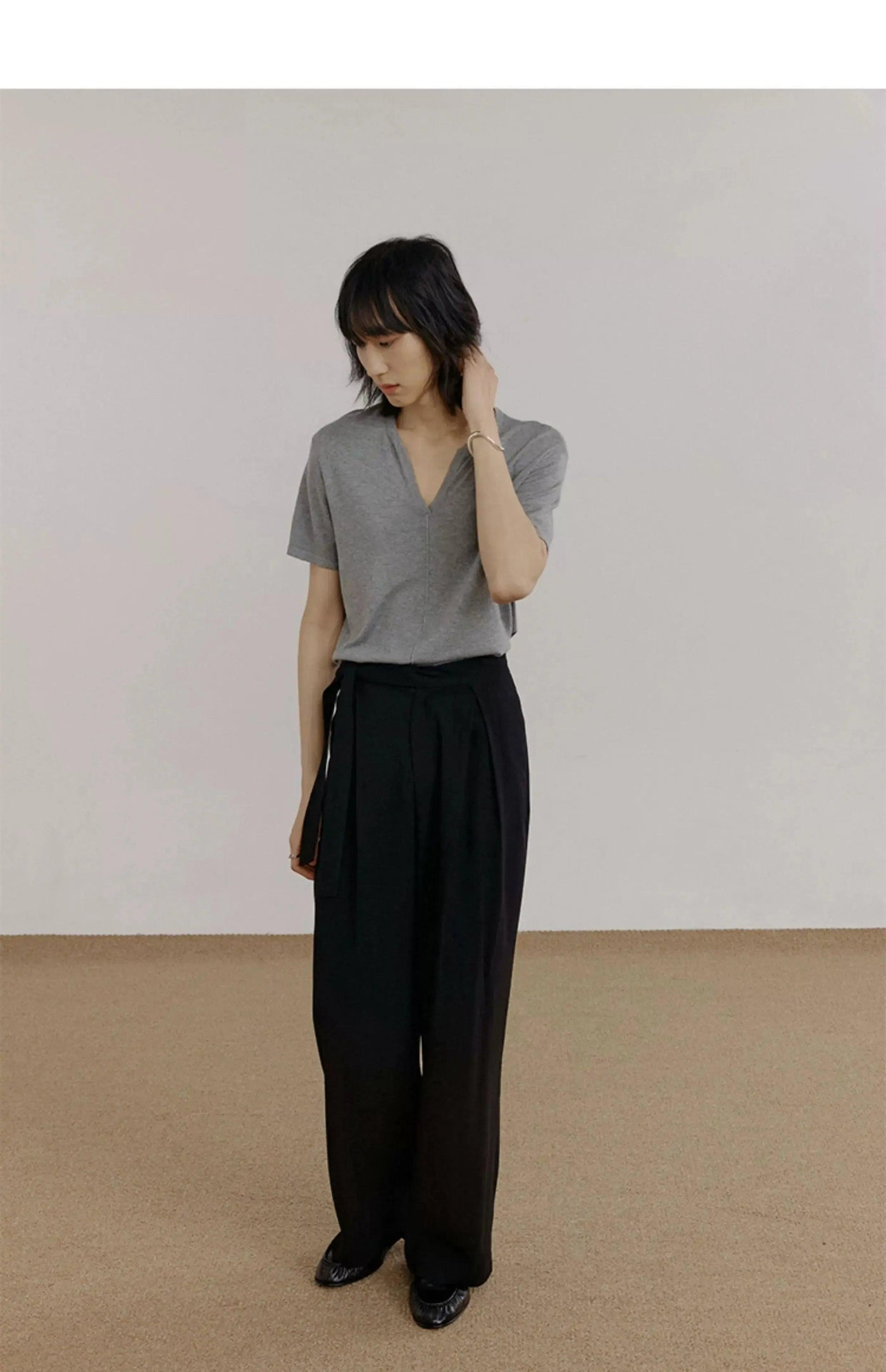 Zhou Breathable Belted Pleated Pants-korean-fashion-Pants-Zhou's Closet-OH Garments