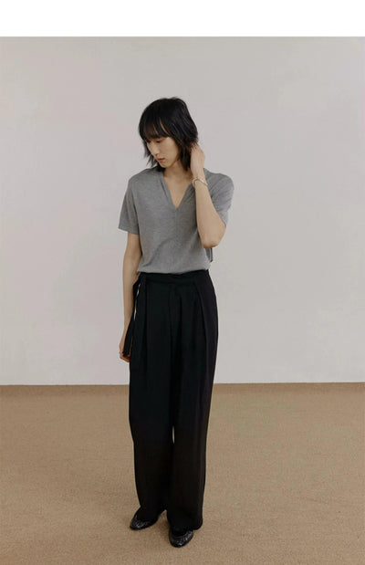 Zhou Breathable Belted Pleated Pants-korean-fashion-Pants-Zhou's Closet-OH Garments