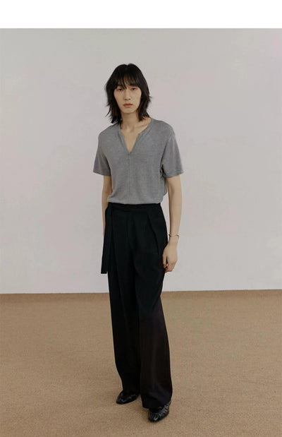 Zhou Breathable Belted Pleated Pants-korean-fashion-Pants-Zhou's Closet-OH Garments