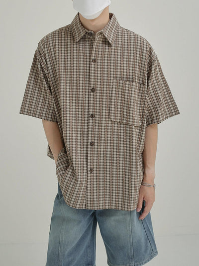 Zhou Breathable Plaid Short Sleeve Shirt-korean-fashion-Shirt-Zhou's Closet-OH Garments