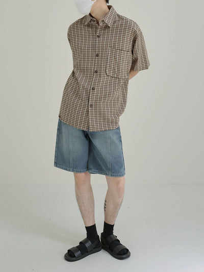 Zhou Breathable Plaid Short Sleeve Shirt-korean-fashion-Shirt-Zhou's Closet-OH Garments