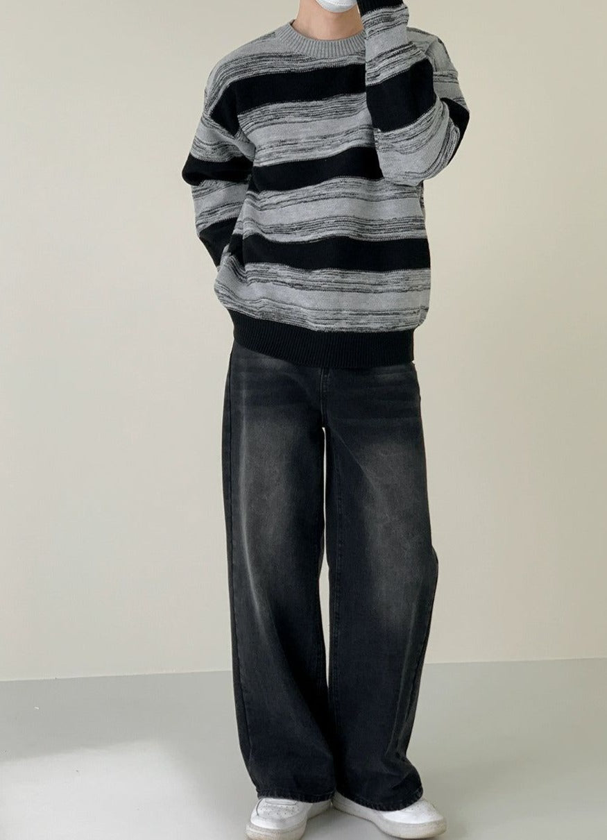 Zhou Brush Strokes Striped Sweater-korean-fashion-Sweater-Zhou's Closet-OH Garments