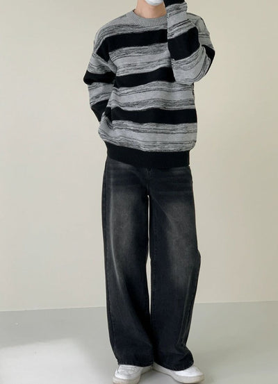 Zhou Brush Strokes Striped Sweater-korean-fashion-Sweater-Zhou's Closet-OH Garments
