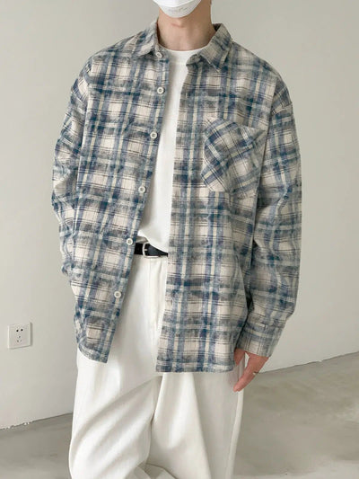 Zhou Brushed Plaid Shirt-korean-fashion-Shirt-Zhou's Closet-OH Garments