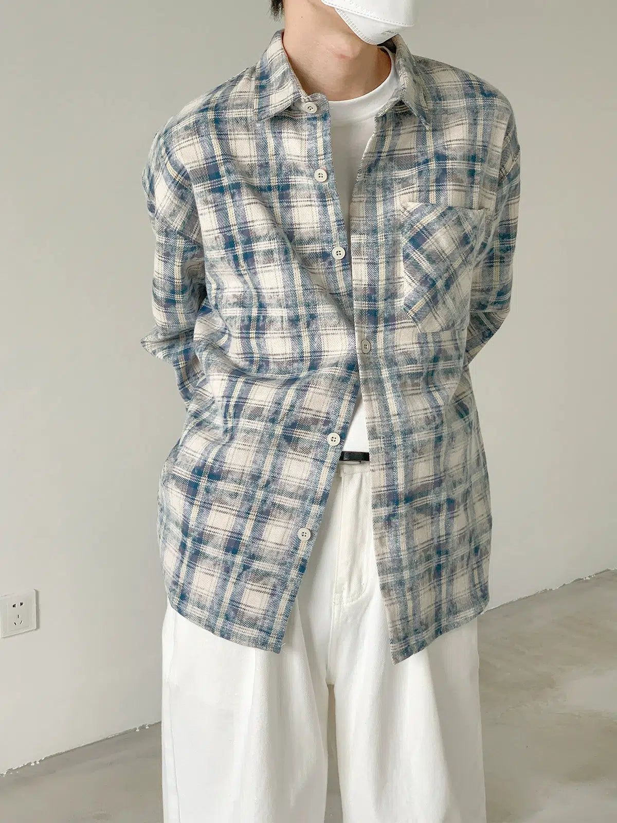 Zhou Brushed Plaid Shirt-korean-fashion-Shirt-Zhou's Closet-OH Garments