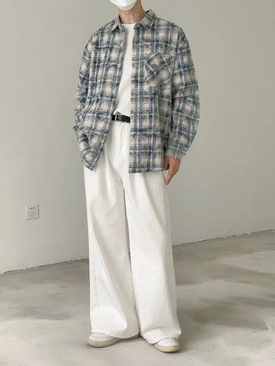 Zhou Brushed Plaid Shirt-korean-fashion-Shirt-Zhou's Closet-OH Garments