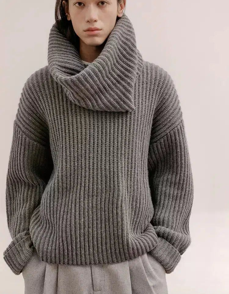 Zhou Built-In Scarf Wool Sweater-korean-fashion-Sweater-Zhou's Closet-OH Garments