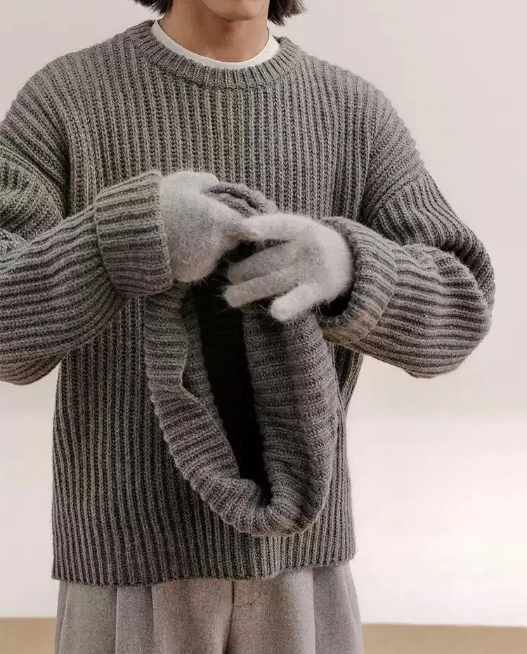 Zhou Built-In Scarf Wool Sweater-korean-fashion-Sweater-Zhou's Closet-OH Garments