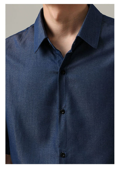 Zhou Business Casual Denim Shirt-korean-fashion-Shirt-Zhou's Closet-OH Garments
