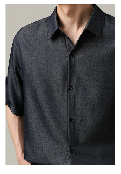 Zhou Business Casual Denim Shirt-korean-fashion-Shirt-Zhou's Closet-OH Garments
