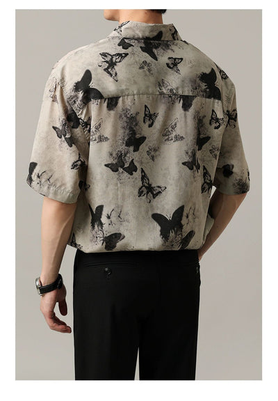 Zhou Butterfly Pattern Vintage Shirt-korean-fashion-Shirt-Zhou's Closet-OH Garments