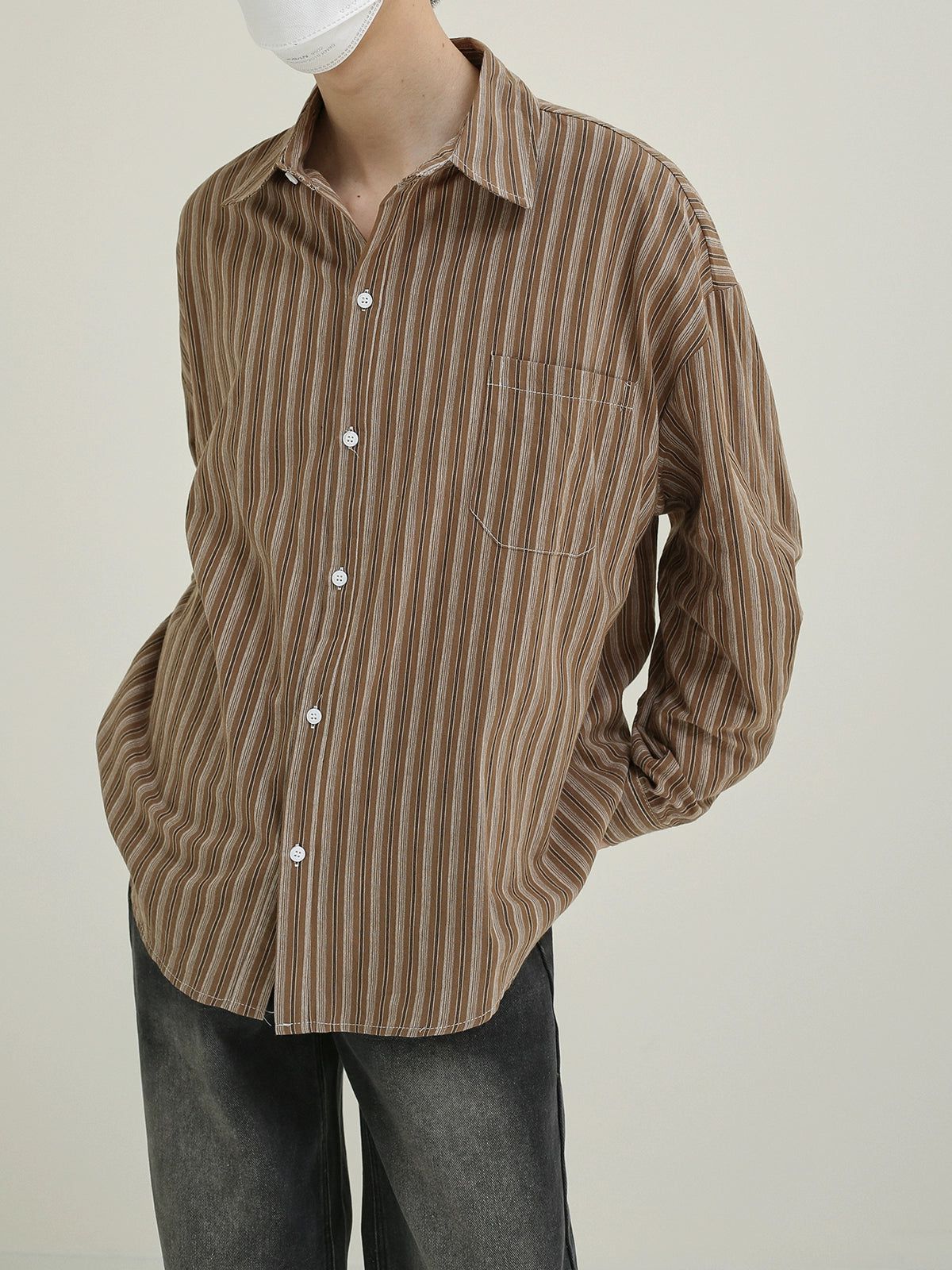 Zhou Button-Down Stripes Shirt-korean-fashion-Shirt-Zhou's Closet-OH Garments
