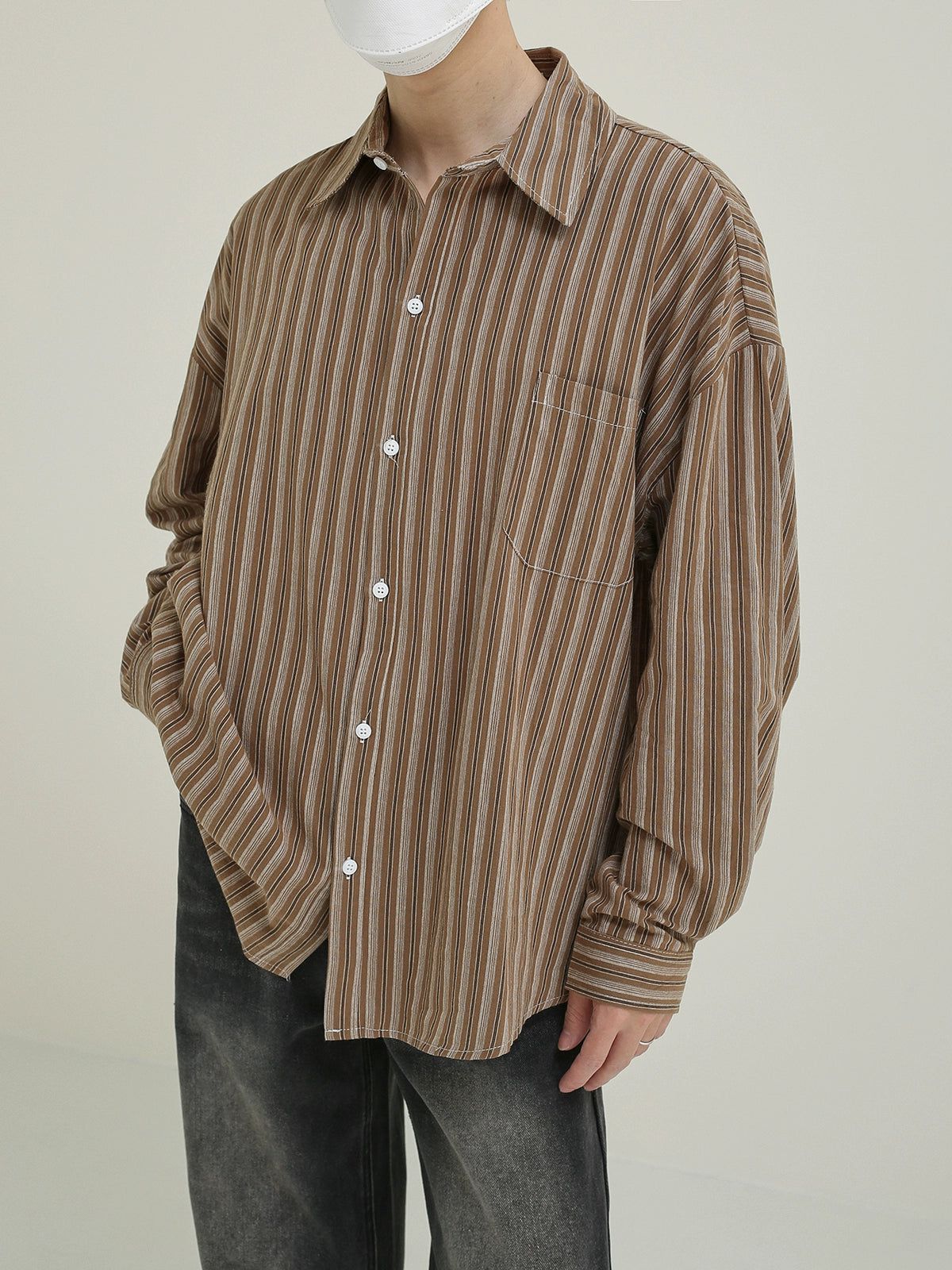 Zhou Button-Down Stripes Shirt-korean-fashion-Shirt-Zhou's Closet-OH Garments