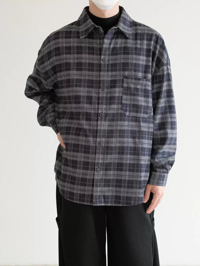 Zhou Button-Front Plaid Shirt-korean-fashion-Shirt-Zhou's Closet-OH Garments