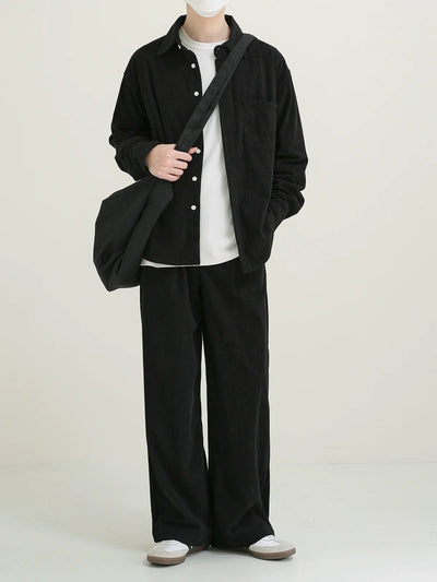 Zhou Buttoned Casual Corduroy Pants-korean-fashion-Pants-Zhou's Closet-OH Garments