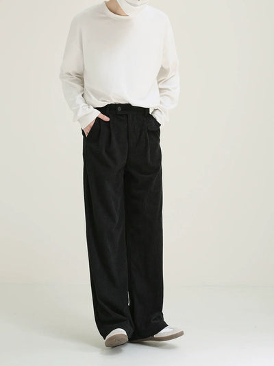 Zhou Buttoned Casual Corduroy Pants-korean-fashion-Pants-Zhou's Closet-OH Garments
