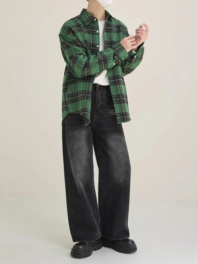 Zhou Buttoned Casual Plaid Shirt-korean-fashion-Shirt-Zhou's Closet-OH Garments