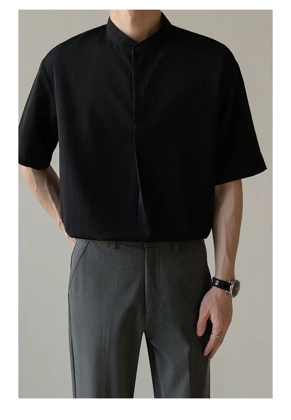 Zhou Buttoned Collar Polo-korean-fashion-Polo-Zhou's Closet-OH Garments
