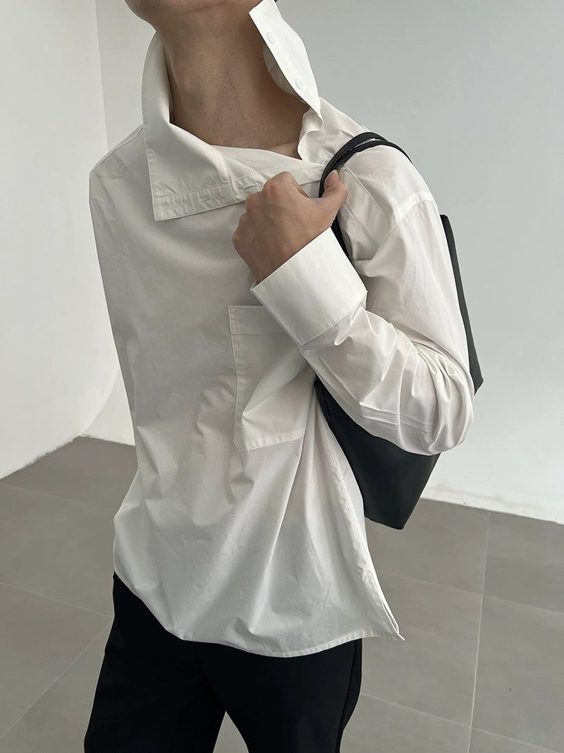 Zhou Buttoned Flipped Collar Shirt-korean-fashion-Shirt-Zhou's Closet-OH Garments