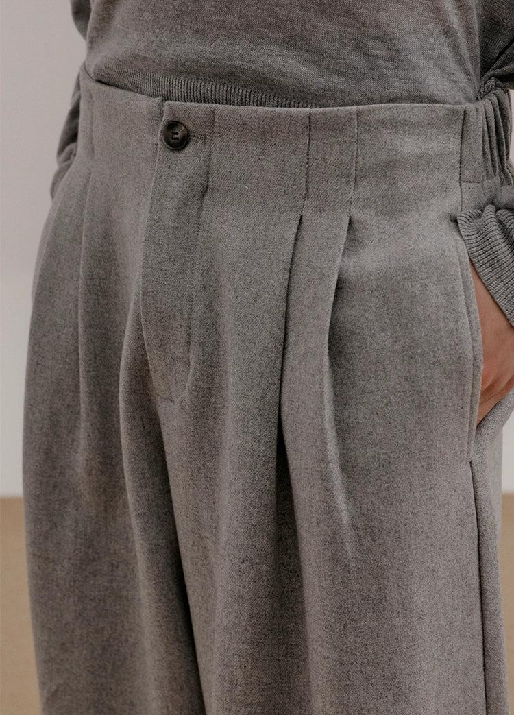 Zhou Buttoned Flowy Office Trousers-korean-fashion-Trousers-Zhou's Closet-OH Garments