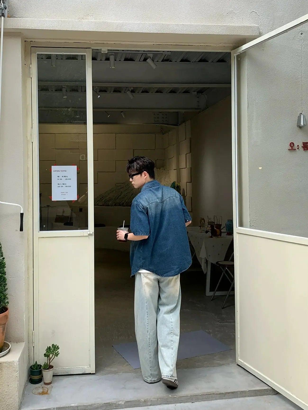 Zhou Buttoned Front Pockets Denim Shirt-korean-fashion-Shirt-Zhou's Closet-OH Garments