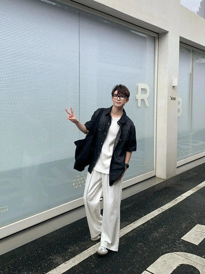 Zhou Buttoned Front Pockets Denim Shirt-korean-fashion-Shirt-Zhou's Closet-OH Garments