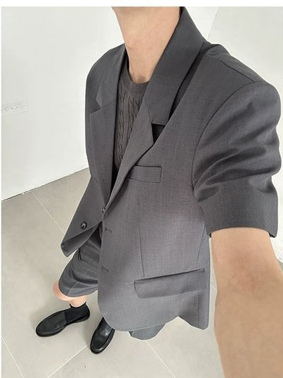 Zhou Buttoned Lapel Suit Blazer-korean-fashion-Blazer-Zhou's Closet-OH Garments