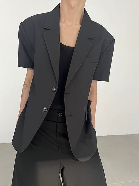 Zhou Buttoned Lapel Suit Blazer-korean-fashion-Blazer-Zhou's Closet-OH Garments