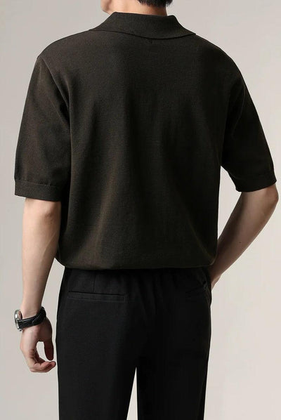Zhou Buttoned Neat Polo-korean-fashion-Polo-Zhou's Closet-OH Garments