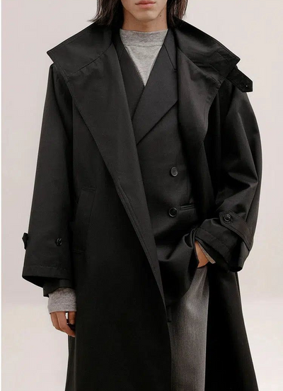 Zhou Buttoned Neck Detail Overcoat-korean-fashion-Long Coat-Zhou's Closet-OH Garments