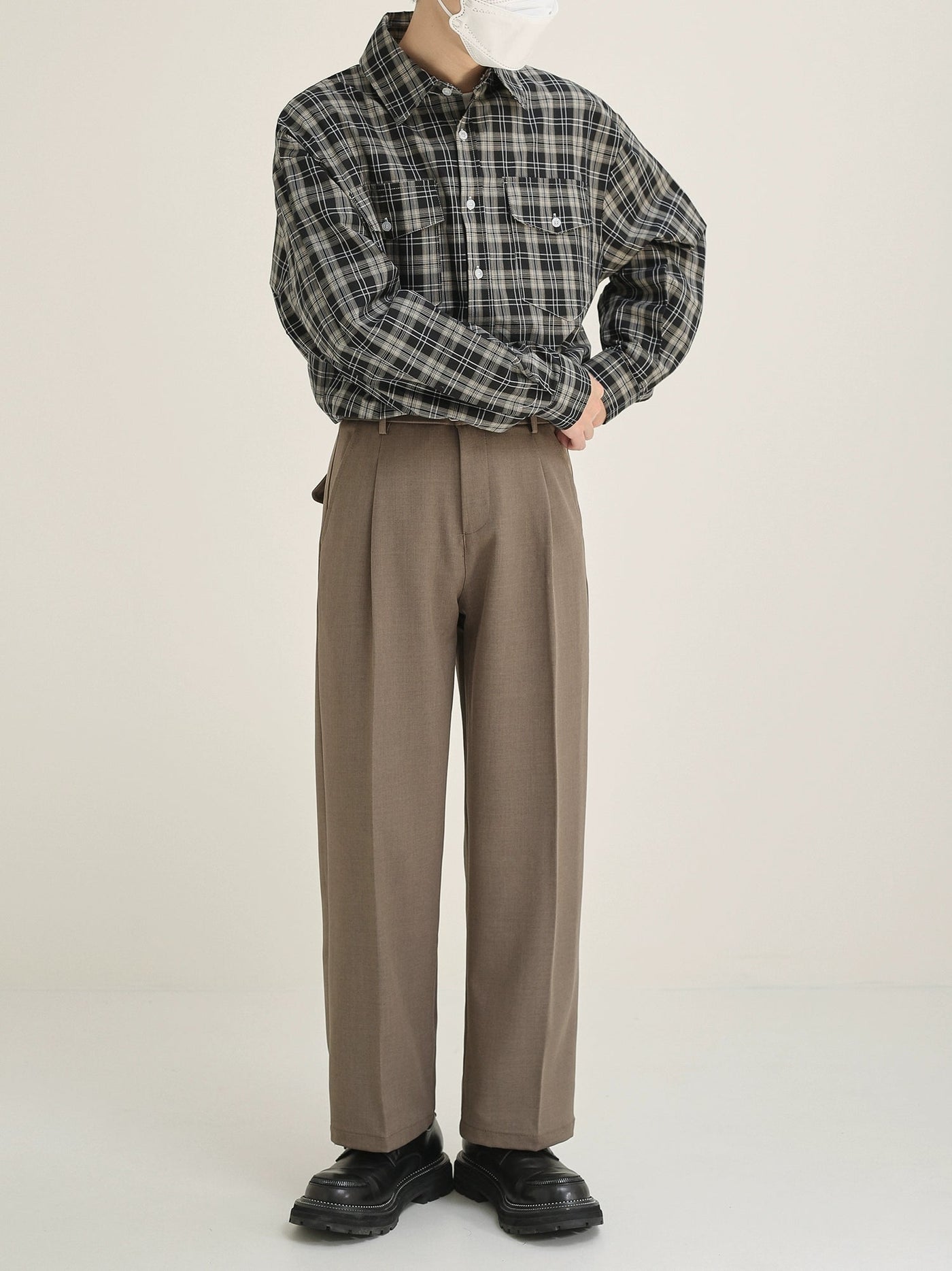 Zhou Buttoned Pockets Plaid Shirt-korean-fashion-Shirt-Zhou's Closet-OH Garments