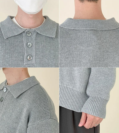 Zhou Buttoned Polo Sweater-korean-fashion-Sweater-Zhou's Closet-OH Garments
