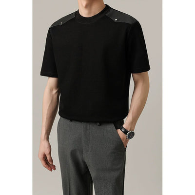 Zhou Buttoned Shoulder Pocket T-Shirt-korean-fashion-T-Shirt-Zhou's Closet-OH Garments