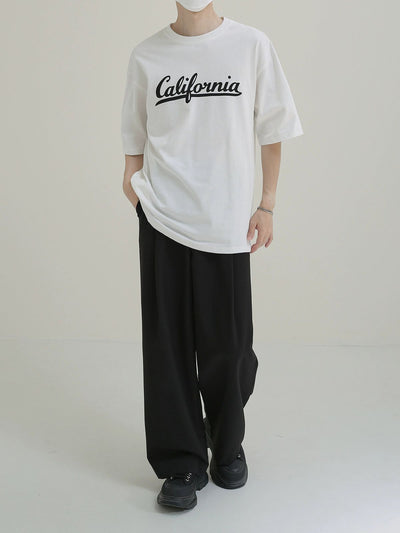 Zhou California Text Print T-Shirt-korean-fashion-T-Shirt-Zhou's Closet-OH Garments