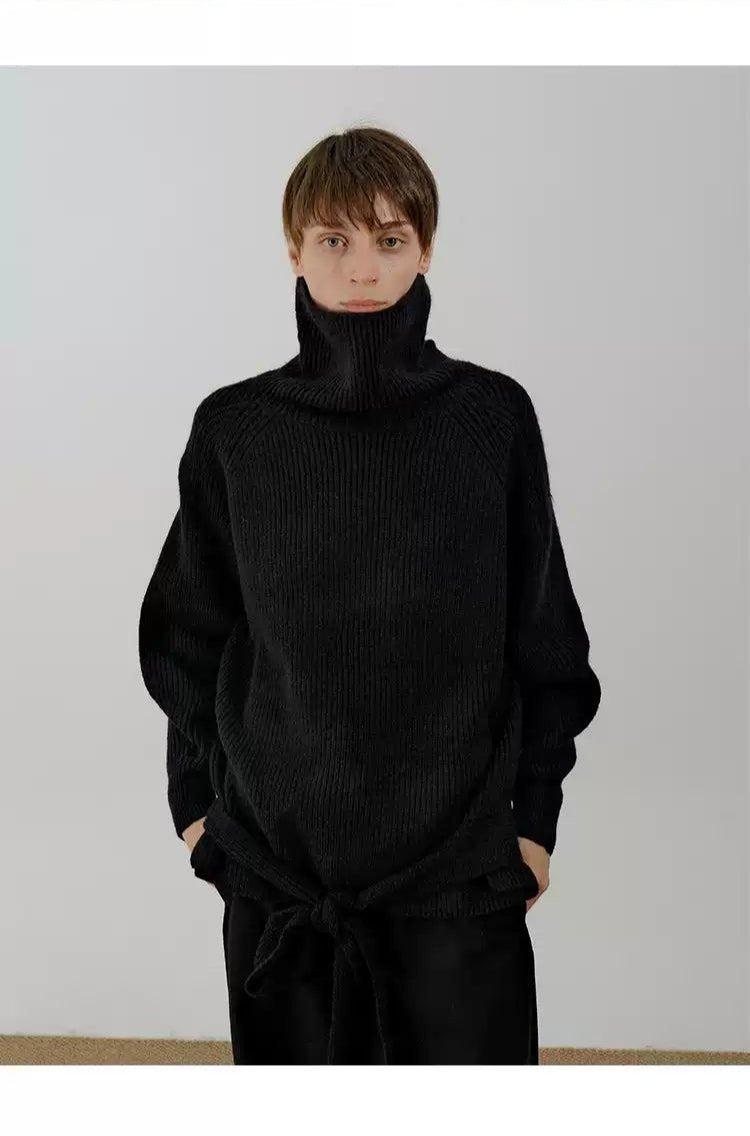 Zhou Casual Belted Knit Turtleneck-korean-fashion-Turtleneck-Zhou's Closet-OH Garments