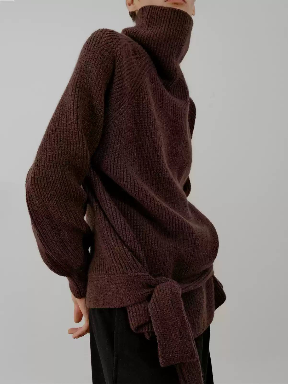 Zhou Casual Belted Knit Turtleneck-korean-fashion-Turtleneck-Zhou's Closet-OH Garments