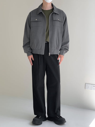 Zhou Casual Flap Pocket Lapel Zip-Up Jacket-korean-fashion-Jacket-Zhou's Closet-OH Garments