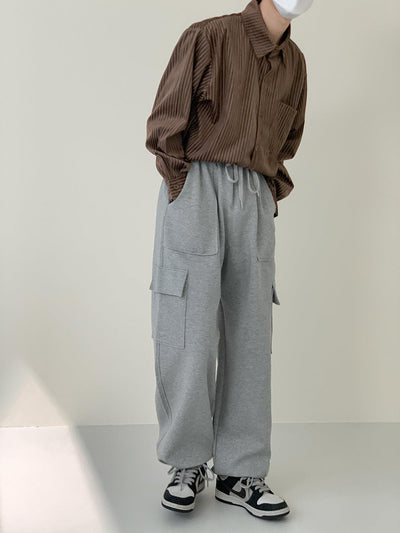 Zhou Casual Glossy Stripes Loose Shirt-korean-fashion-Shirt-Zhou's Closet-OH Garments